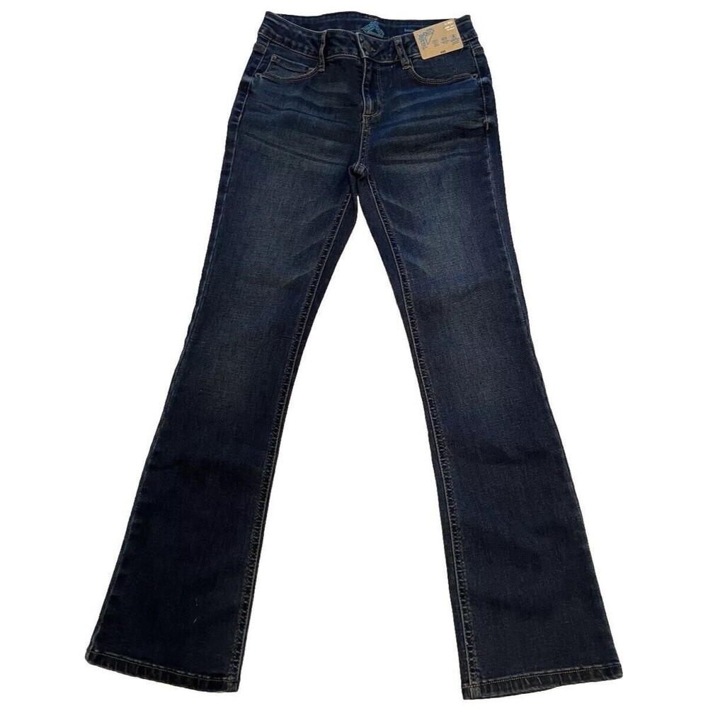 There Abouts Bootcut Jeans Juniors 12 Regular Blue Denim Adjustable Waist NWT